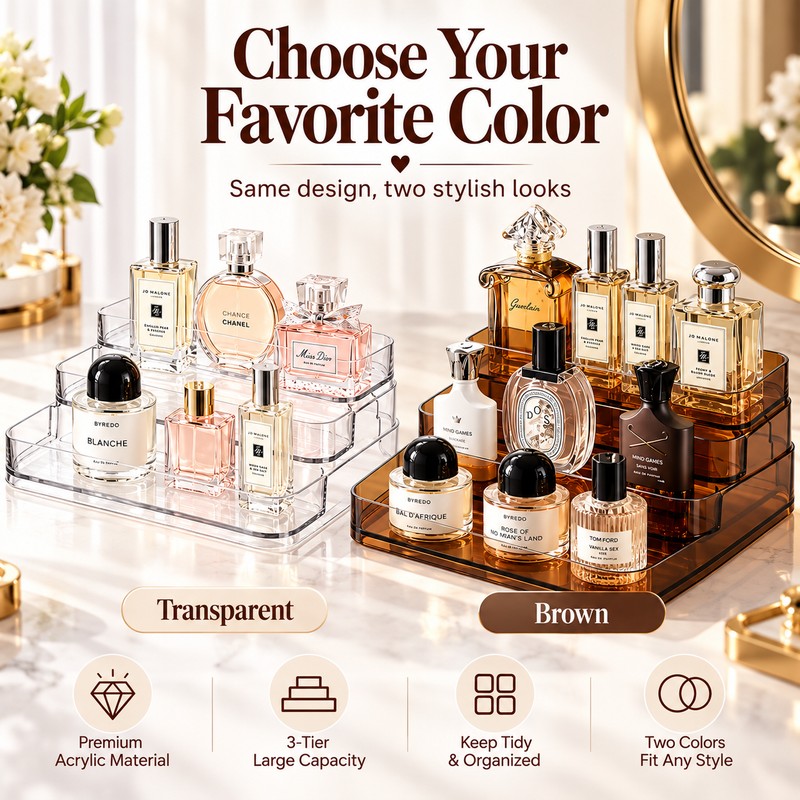Transparent Cosmetic Organizer for Perfume & Makeup Storage – Sturdy