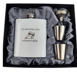 Sarcastic Coworker Gifts for Women, Cool Coworkers Gifts, Mothers Day for Mom, Birthday Present Ideas for Wife, Gag Gifts Funny Adult, Gift for a New Mom, Alone Time Funny Flask (White)