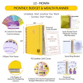 Financial Planner & Monthly Planner & Monthly Bill Organiser – 12 Months Journey to Financial Freedom, Monthly Budget Book | Much More than Just a Budget Planner or Financial Planner