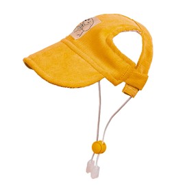 Pet Dog Baseball Cap, Cat Hat, Cat Dog Sun Cap with Ear Holes, Adjustable Puppy Outdoor Sun Hat (Yellow, X-Small)