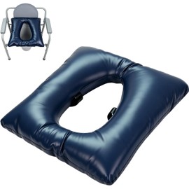 Cojín de asiento para inodoro, reutilizable, impermeable, acolchado de poliuretano, esponja de alta densidad con correas de gancho y bucle, azul marino, para ancianos, embarazadas, discapacitados