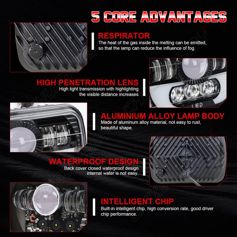 CHUSYYRAY 7''x6'' LED Headlight Headlamp For Chevy Express Cargo Van
