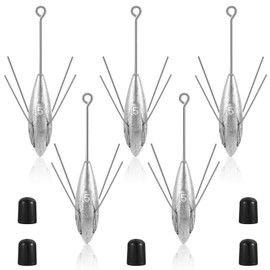 5 Pcs Sputnik Sinker Fishing Equipment Long Tail Fishing Weights Saltwater Surf Casting Sinkers Catfish Beach Spider Weights for Ocean Sea Sand, Silver Gray (5 oz)