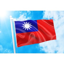 DMSE Taiwan Taiwanese Flag 2X3 Ft Foot 100% Polyester 100D Flag UV Resistant (2' X 3' Ft Foot)