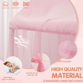 ZRVTM Princess Bed Canopy for Girls - Pink Bed Canopy Princess Castle Dreamy Playhouse Mosquito Net Reading Nook Canopies Play Tent Canopy Bed Curtains for Kids Room(Twin,Pink)