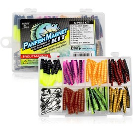 Trout Magnet 82 Piece Panfish Magnet Kit, with A Longer Shad Dart Hook, Includes 70 Split Tail Grub Bodies, 12 Black Size 8 Mustad Hooks, Catches All Types of Fish
