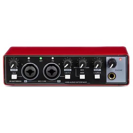 USB Audio Interface, Interface for Recording Music, USB2.0 Studio Equipment for Mac/PC, XLR Input, 24Bit/192kHz, Plug & Play, 48V Phantom Power, Red