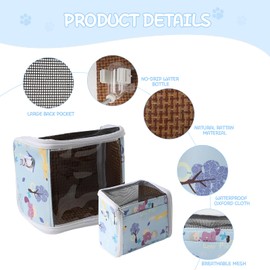 Guinea Pig Carrier Bag with Water Bottle，Travel Portable Small Animal Carrier Sling Pouch, Clear Window Carrier Backpack for Hamster Bunny Gerbil Hedgehog Sugar Glider Lizard Bird.(Blue)