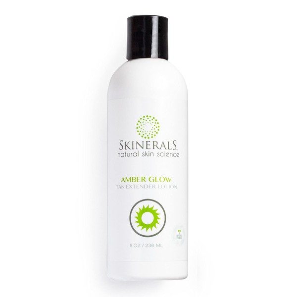 Skinerals Amber Glow Tan Extender Lotion with Organic and Natural Ingredients, 8 Oz Bottle