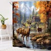 UPUMKSK Fall Deer Cabin Shower Curtain, 70x70 Inch