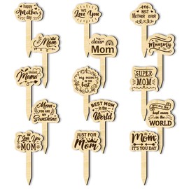 arricraft 15 Pcs Happy Mother's Day Plant Labels, Wooden Markers with Phrases to Mom's Confession Multiple Types of Labels to Decorate The Mother's Day Party 4.7x2.5inch