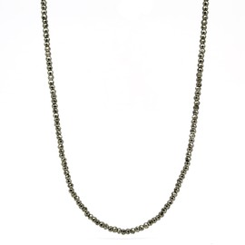 Gempires Gift Pyrite Beads Necklace for Women, Choker Style, Faceted Beads 3.5 mm, Pyrite Jewelry, 20 inch Gold Plated Adjustable Chain