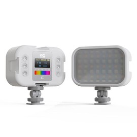 KraftGeek Pocket RGB Lights, Portable Full Color LED Camera Light, Adjustable Hue & Brightness, LCD Screen, 2000mAH Battery, Photography Lighting for Vlogging, Tripod, DSLR, GoPro - Color: White, Quantity: 2 PCS
