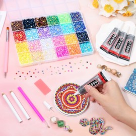 Audab Multicolor 4mm AB Rhinestone Kit with 16000pcs, 4pcs B7000 Jewelry Glue, Tools for Crafting, Graduation Cap, Jewelry, Shoes & Nails