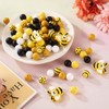 Beadthoven 100pcs Bee Silicone Beads 15mm Yellow Round Ball Silicone