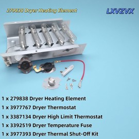 Upgrade 279838 for Whirlpool Kenmore Roper Maytag Amana Admiral Dryer Heating Element - Dryer Heating Element - Thermostat Thermal Fuse-medx655dw1 500 600 70 80 Series Model 110 Dryer Parts