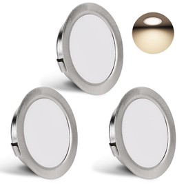 YindaLux Set of 3 Recessed LED Spotlights 230 V 3 W 4000 K Neutral White, 15 mm Extra Flat Ceiling Spotlights 300LM Ceiling Cut Out 55-58 mm, IP44 Bathroom Spotlights, Brushed Nickel