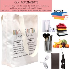 POFULL Kindergarten Teacher Tote Bag Kindergarten Teacher Definition Gift Teacher Appreciation Gifts (kindergarten teacher CA Tote Bag)