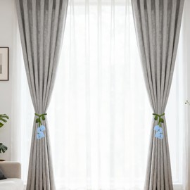 2 Pack Boho Handmade Flower Curtain Tiebacks Curtain Holdbacks - No Drill Rope Curtain Holder, Drapery Holdback Decorative Pull Backs for Nursery & Bedroom Decor (2, Blue Lily of The Valley)