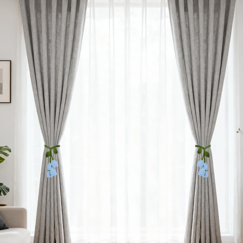 2 Pack Boho Handmade Flower Curtain Tiebacks Curtain Holdbacks -