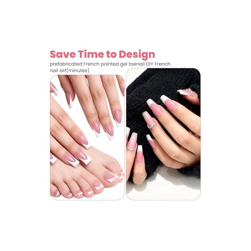 60 Uñas Postizas - French Tip Blancas Para Manos Y