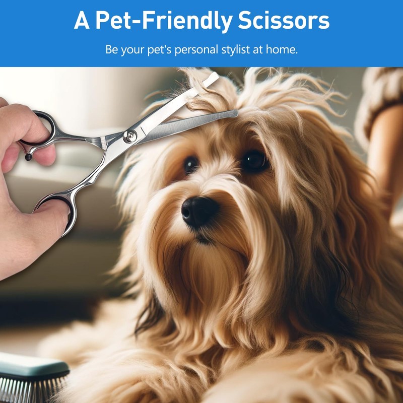 Professional Curved Dog Grooming Scissors with Rounded Tips, Cat Shears,