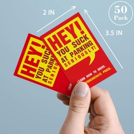 Antgiftshop You Parked Like an Idiot Business Cards, Bad Parking Cards, 50 Fun Designs for A Funny Gag Gift Or Prank, 3.5 x 2 Inch.