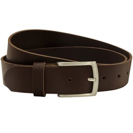 Fa.Volmer ® Men's Leather Belt Made of Buffalo Leather for Men Jeans Suit Real Leather Brown 38 mm Wide Can Be Shortened #GBr40 Grain -