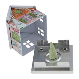 KNOX 078510W Metal Incense House-Winter Motif-5" H x 2.5" W x 3.5" D, White