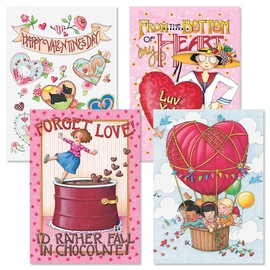 Current Bottom Of My Heart Valentine Greeting Card by Mary Engelbreit - 8 Card Pack With White Envelopes, 4 Valentine Designs, Large 5" x 7" Cards with Sentiments