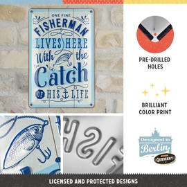 Nostalgic-Art Retro Tin Sign, 20 x 30 cm, Fisherman Catch - Gift Idea for Anglers, Metal, Vintage Design with Saying