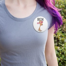 Ren and Stimpy Show Collegiate Ren Pinback Button Pin