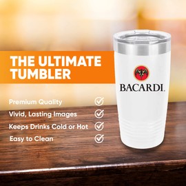 Polar Camel Bacardi 20oz Tumbler - Ringneck Stainless Steel Tumbler Insulated Cup - Vacuum Insulated Tumbler with Clear Lid - Great Travel Tumbler - Premium Quality Stainless Steel Tumblers