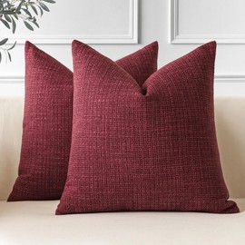 JOTOM Set of 2 Linen Cushion Covers, Decorative, Soft, Plain Throw Cushion Cover, Modern Cushion Covers, Sofa Cushion, Decorative Cushion Cover for Living Room, Bedroom, Decoration (40 x 40 cm, Wine