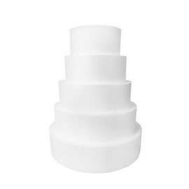Shape Innovation - Round 4" Cake Dummy set - Set Of 5, Each 4" High By 8", 10", 12", 14", 16" Round - Perfect for wedding cakes, birthday cakes, display cakes, window displays, parties