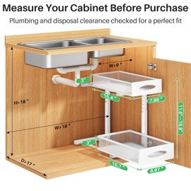 Under Sink Organizer, 2 Tier Pull out Cabinet Organizer Baskets with Mesh Sliding Drawers, Slide out Storage Shelf for Home, Kitchen, Bathroom, Pantry, Office Cabinet(1 Pack, White)