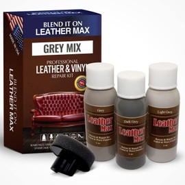 Leather Max Grey Mix Vinyl and Leather Repair Kit - Restorer of Your Furniture, Jacket, Sofa, Boat or Car Seat, Easy Instructions to Match Any Grey Color, Restore Any Material, Bonded, Italian