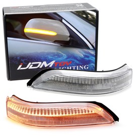 iJDMTOY Semi-Clear Lens Full LED Strip Dynamic Sequential Blink/Flow Side Mirror Turn Signal Light Assembly Kit Compatible with 2005-2013 Acura RL