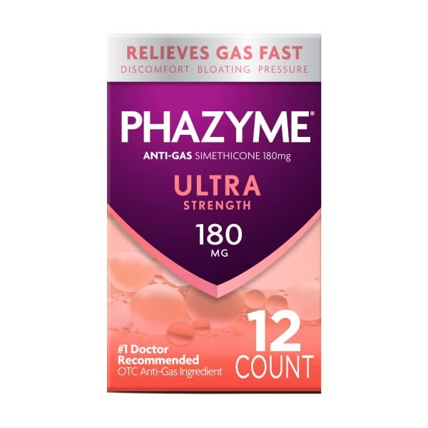 Phazyme Ultra Strength Gas & Bloating Relief, Works in Minutes, 12 Fast Gels, (Pack of 1)