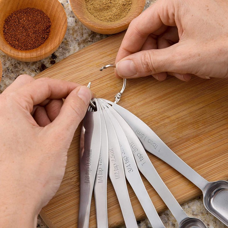 LOKIPA Heavy Duty Stainless Steel Metal Measuring Spoons for Dry