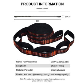 6.6FT Hammock Tree Straps Tree Swing Straps Kit with Two Long Hammock Straps Heavy Duty Triple Stitched Non-Stretch Polyester Hammock Tree Straps Holds up to 880Lbs (Orange 5+1 Adjusting Ring)