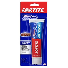 Loctite Power Grab Express All Purpose Construction Adhesive, White, 3 fl oz Squeeze Tube, 1 Pack - Versatile Construction Glue for Cement, Tile, Wall & More
