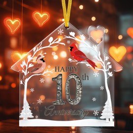 TAMAWIRE 10th Anniversary Wedding Ornament, Acrylic Ornament for Decorations, Christmas Tree Hanging Ornament, Home Decor, Present Gift Ideas for Couple, Valentine Gifts