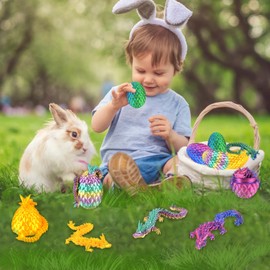 Audasi 4Pcs 3D Printed Dragon in Egg, Fully Articulated Crystal Dragon with Egg Easter Surprise Dinosaur Eggs Flexible Joints Mystery Dragon Action Figures for Home Office Birthday Party