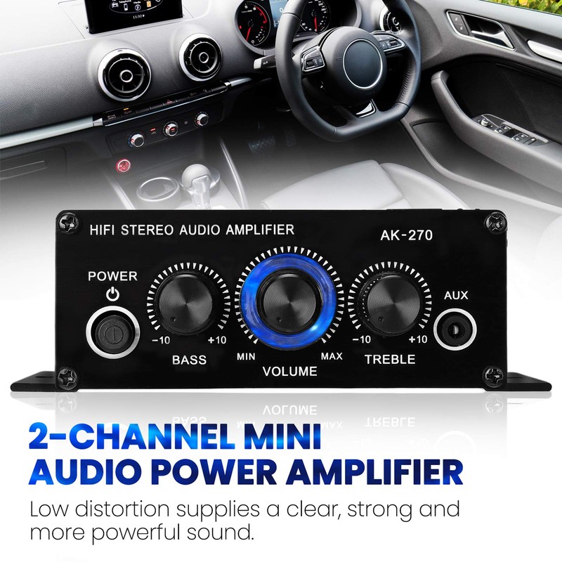 Snsowed AK270 Mini Audio 2 Channel Stereo Power Amplifier Portable