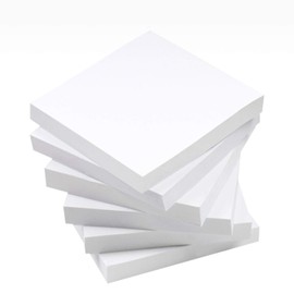 White Sticky Notes, 6 Pads, 3 X 3 Inch, 100 Sheets/Pad, Self-Stick Notes Pads, Easy Post Notes for Office, School, Home (White)