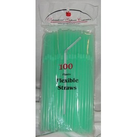 IGC 200 Straws - Flex/Flexible Drinking Straws - Luau - Wedding - Party - Pale Green - 200 Flexible Straws (2 packs x 100 straws)