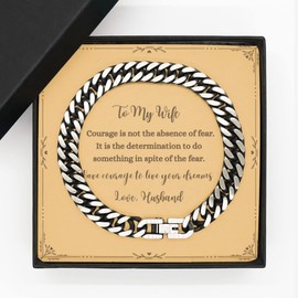 to My Wife Birthday Gifts from Husband, Wife Cuban Link Chain Bracelet Gifts for Wife with Message Card Graduation Gifts, Wife Graduation for Wife Jewelry for Girl Teen Women