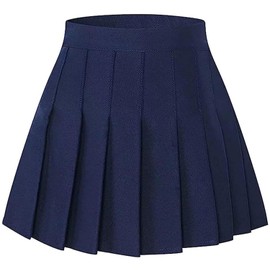 SHOOYING - Falda plisada para niñas y mujeres, minifaldas, uniforme escolar, talla 2 años, talla 2XL de EE. UU, marino, 6-7 Años