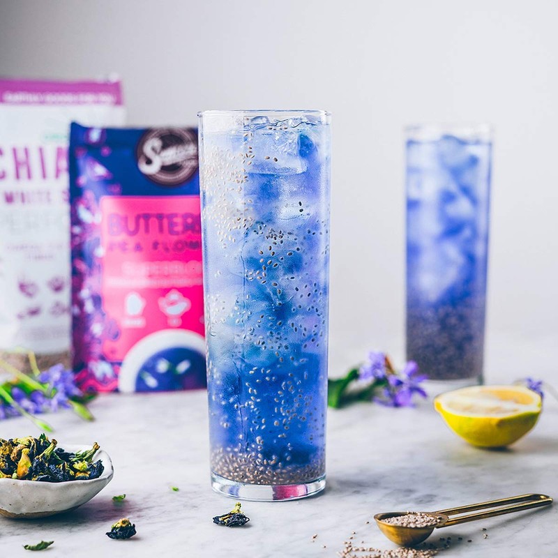 Suncore Foods Dried Butterfly Pea Flowers Bloom, Caffeine-Free Tea, Gluten-Free,